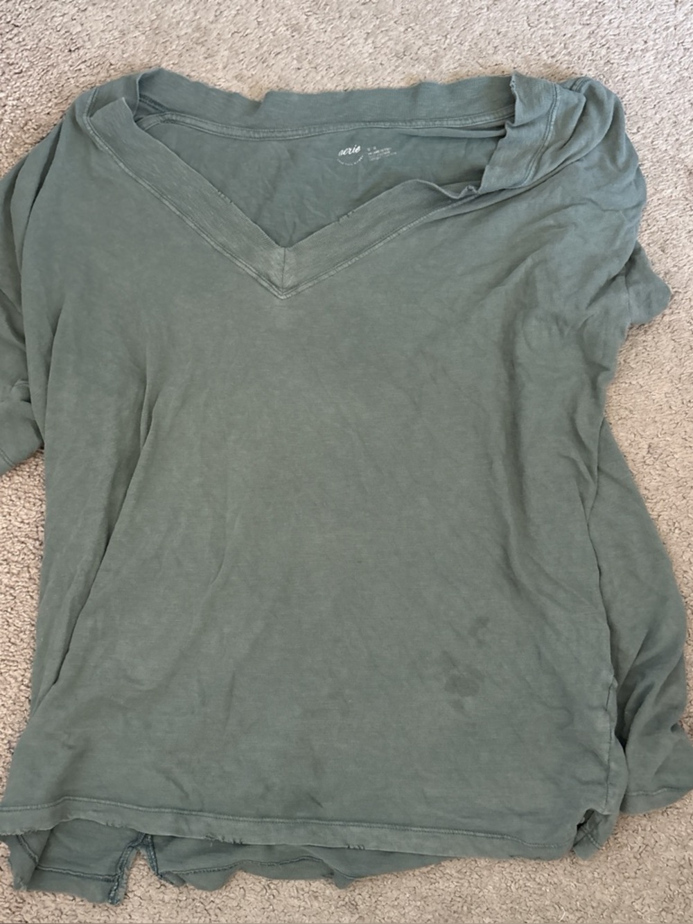 aerie Relaxed V-Neck Short Sleeve Tee - Sage